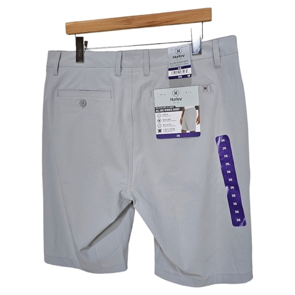 Hurley All Day Hybrid Shorts Gray Size 36 Quick Dry Reflective 4 Way Stretch NWT - Picture 4 of 9